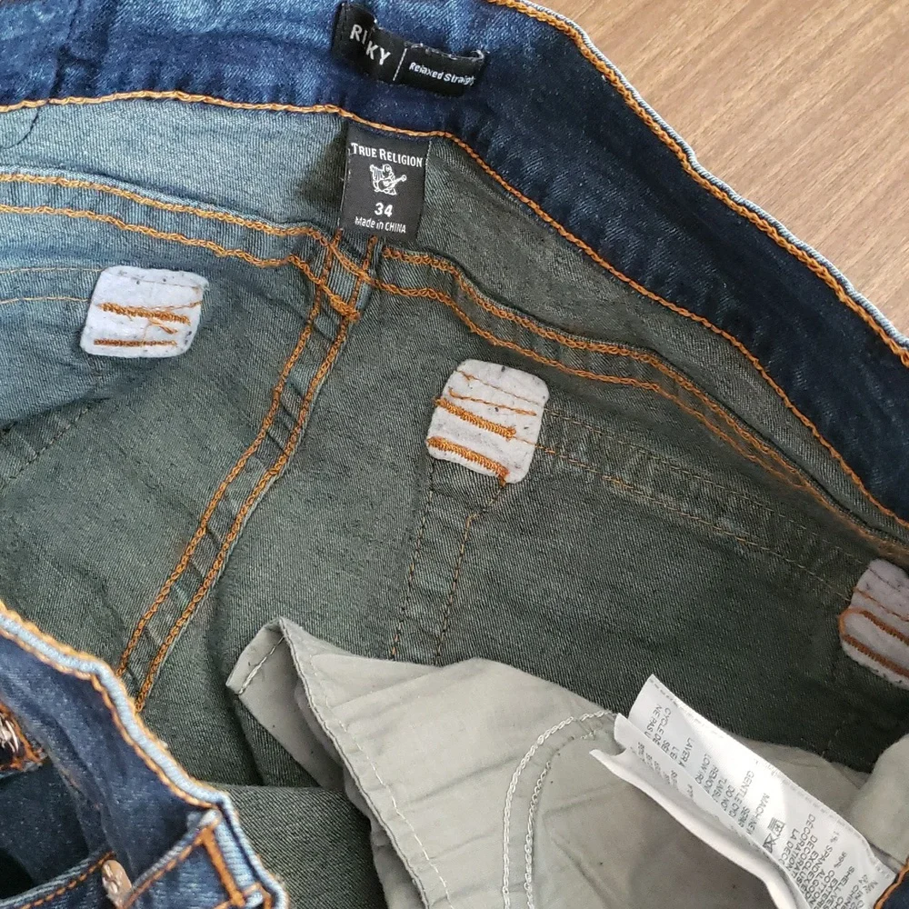 True Religion Dark Blue Jeans with Contrast Stitching